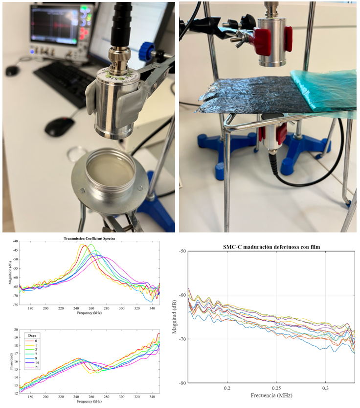 Contactless ultrasonic measurements uncured Glass-Fiber samples